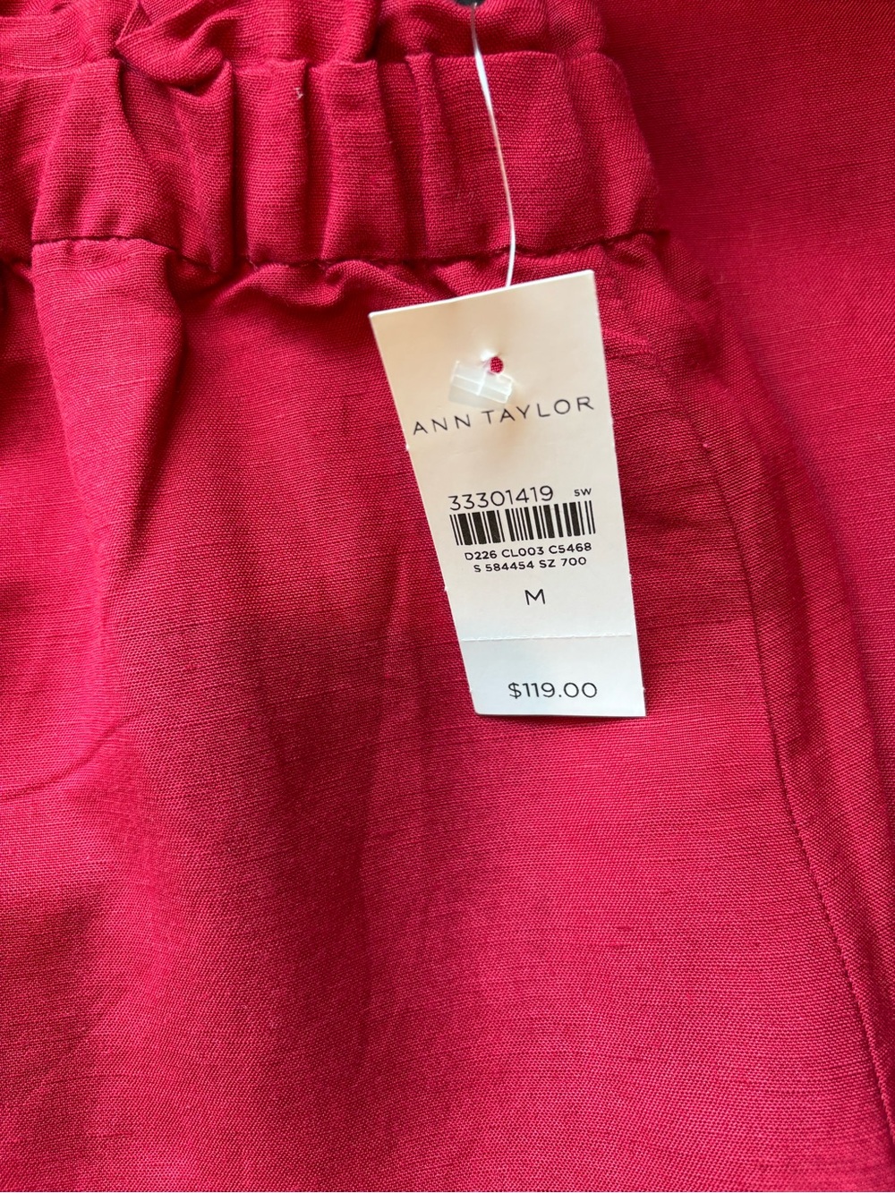Ann Taylor Elastic Waist Wide-Leg Pants - Raspberry Pink - Picture 2 of 2